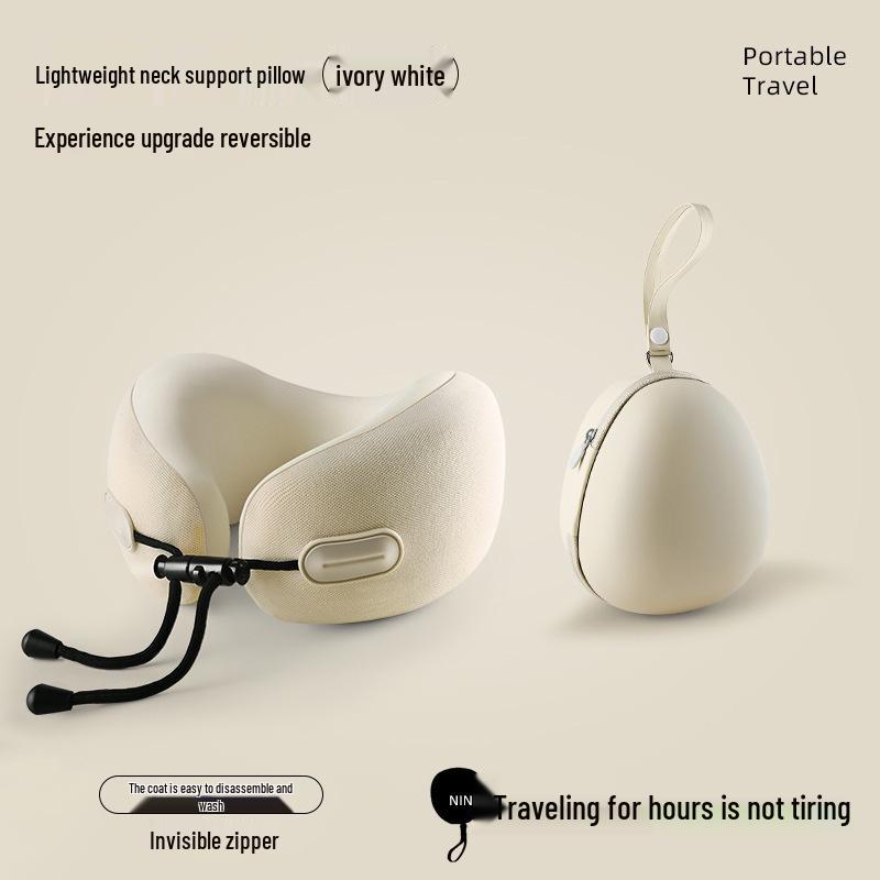 U-Shaped Memory Foam Travel Pillow with Storage Box – Anti-Head Tilt Neck Support for Side Sleepers