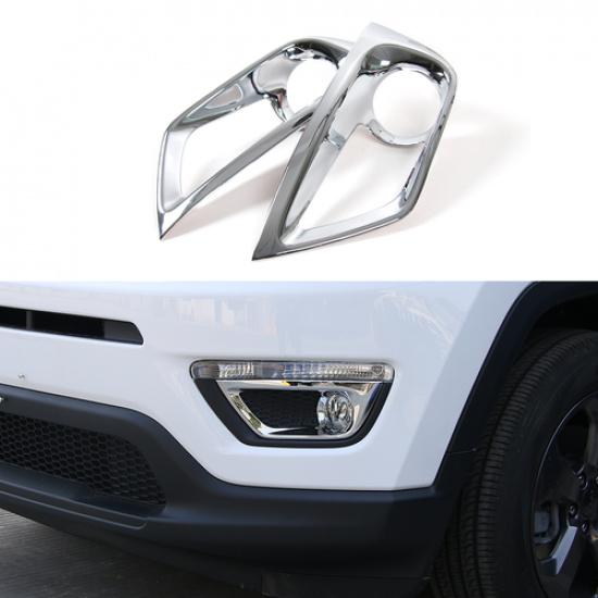 Chrome Front Fog Light Lamp Cover Trim Frame Accessories For Jeep Compass 2017+