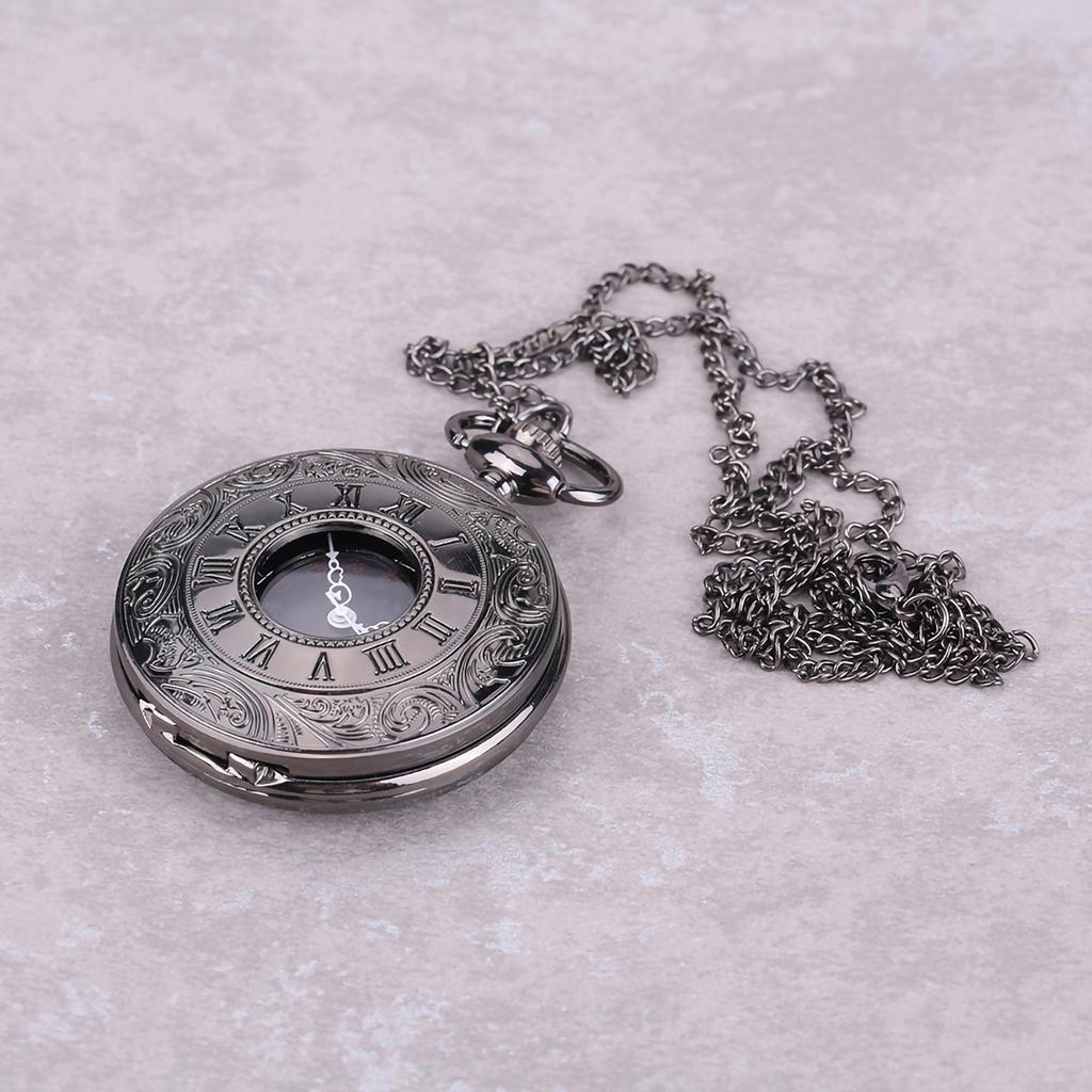 Classical Quartz Analog Alloy Pocket Watch Necklace Pendant with Chain