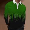 Essential Artistic Drip Pattern Long Sleeve Polo Shirt, Stylish Casual Top