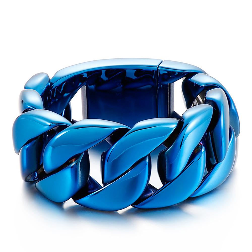 Pulseira de Corrente Curb Cubana Cor Ouro Prata Pesada 26MM Homens Mulheres Hiphop Arco-íris Aço Inoxidável Biker Moto Pulseira Joia
