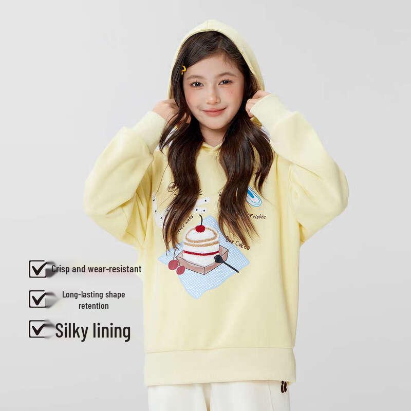 Girls  Cat Hooded Cotton Blend Pullover 120