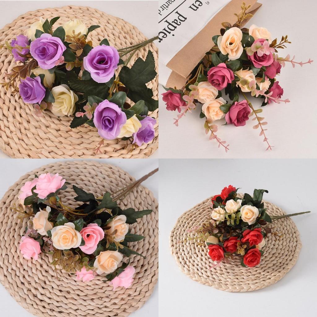 Elegant Rose Artificial Flower Bundle With Durable Silk For Home And Wedding Use