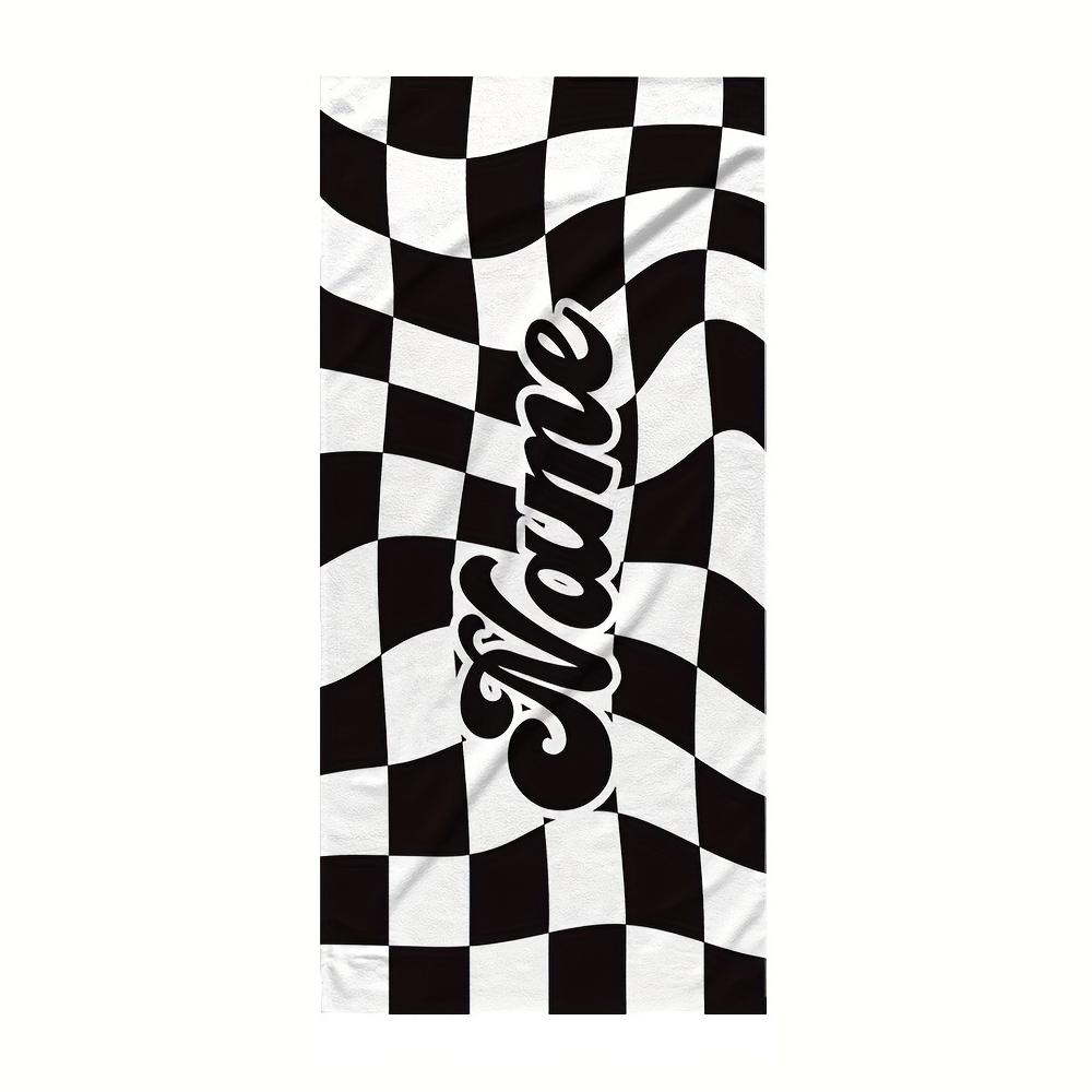 Personalized Grid Beach Towel Customize Name/Logo Oversized Microfiber Towel Summer Party Gift For Beach Swimming Bath Sports