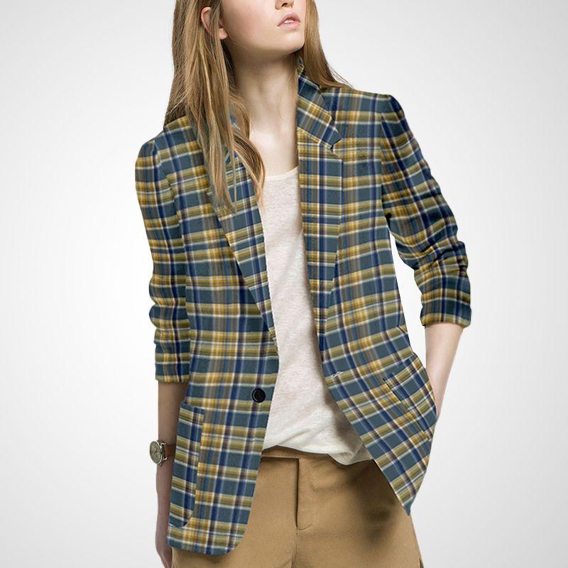 

Женский пиджак 2023 Весна Европейская и американская мода Маленький костюм Huang Gingham 2XL