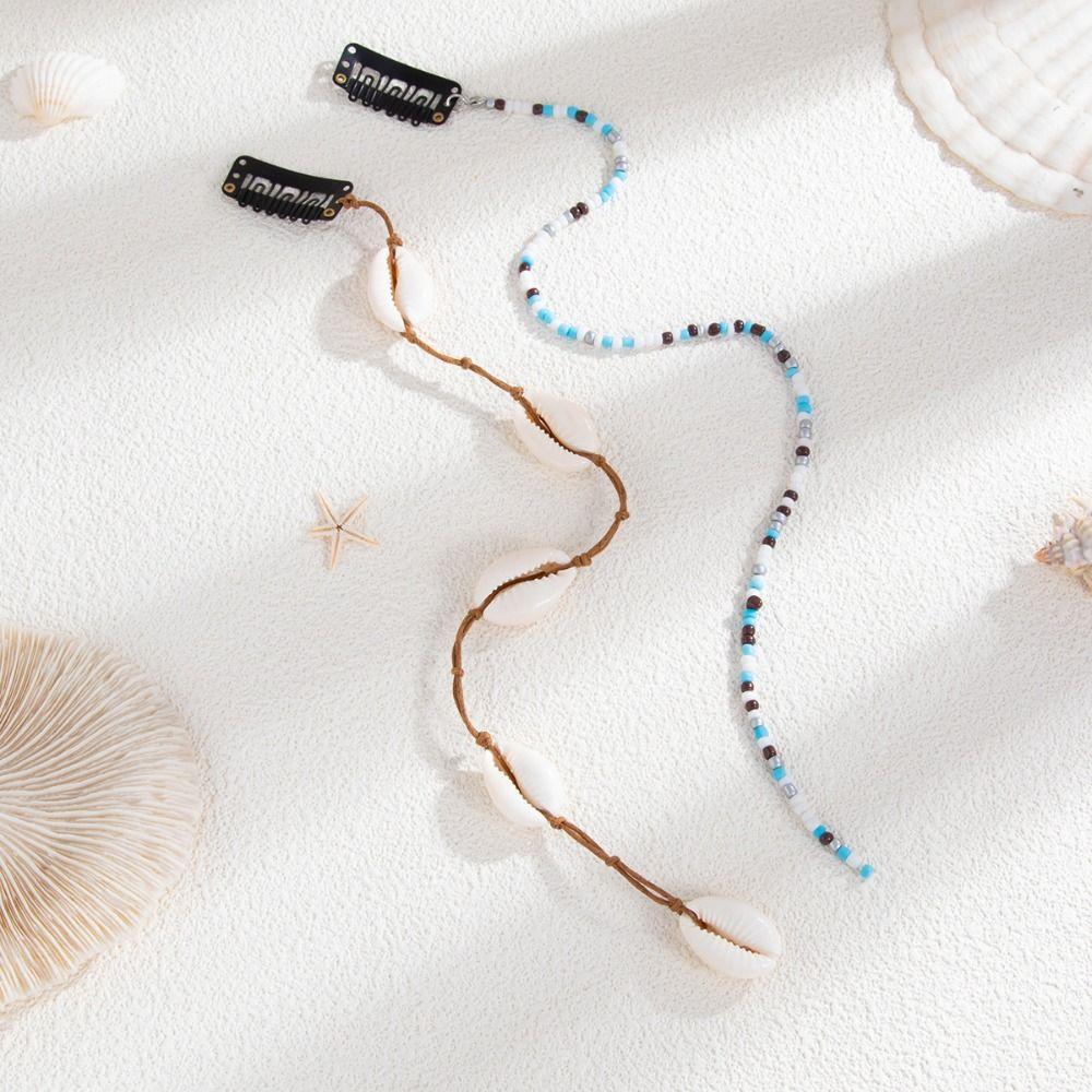 6 Styles Shell Pendant Hair Clip Handmade Beads Shell Beaded Hair Accessories  Women