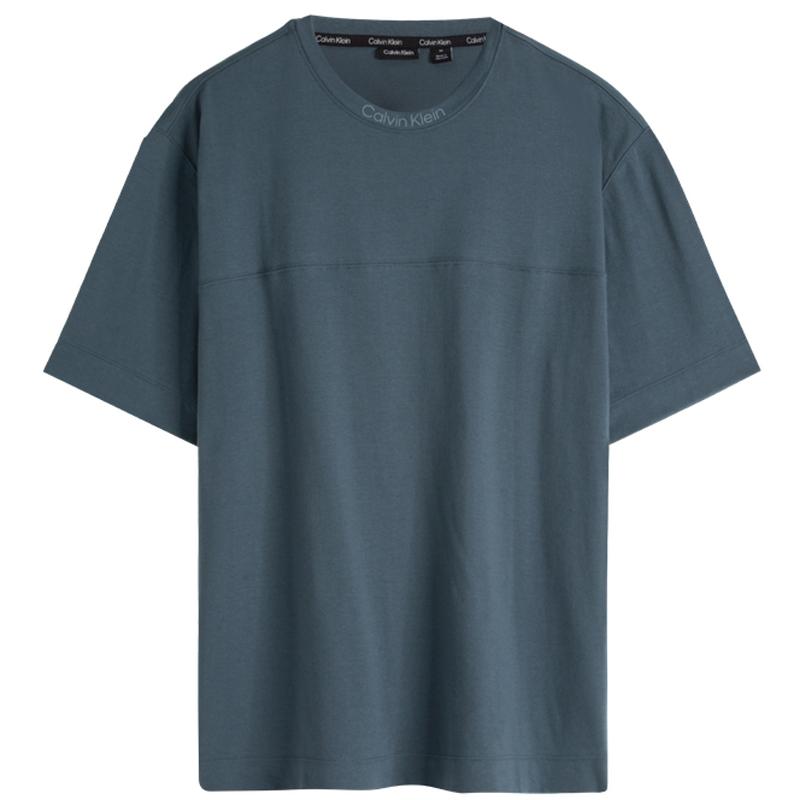 Calvin Klein Moisture-Wicking Letter Print Sports T-Shirt Men Tops Gray Blue 4MF3K132-460