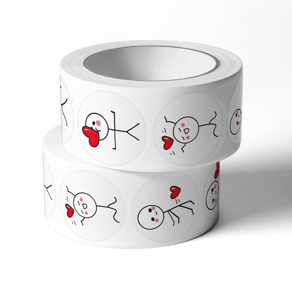 500pcs 20mm Cartoon Reward Sticker Roll Love Adhesive Labels Stickman Sticker for Valentine Wedding Gift Decor Envelope Sealing