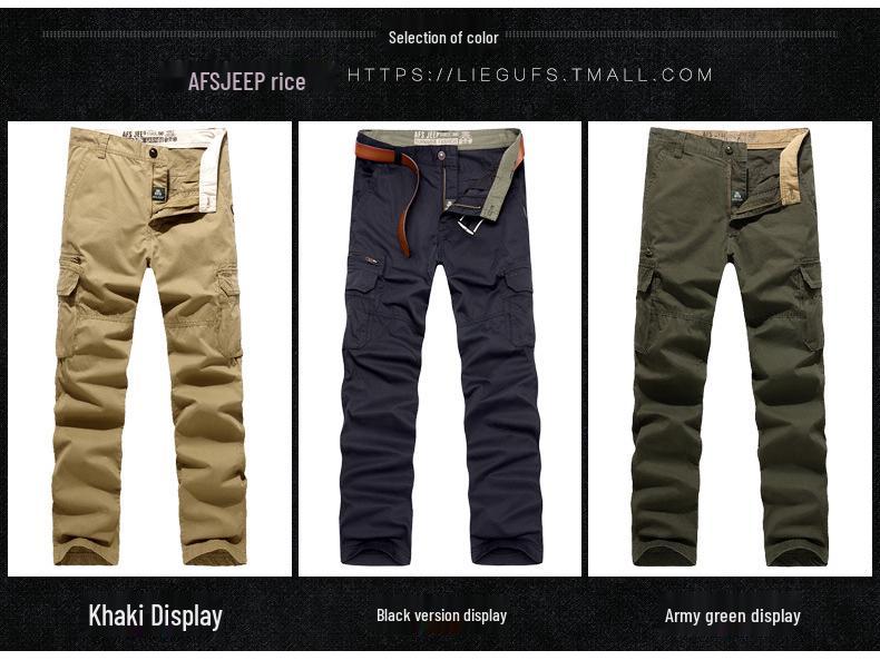 2017 Men's European & American Khaki Multi-Pocket Washed Cotton Pants - Style 9913