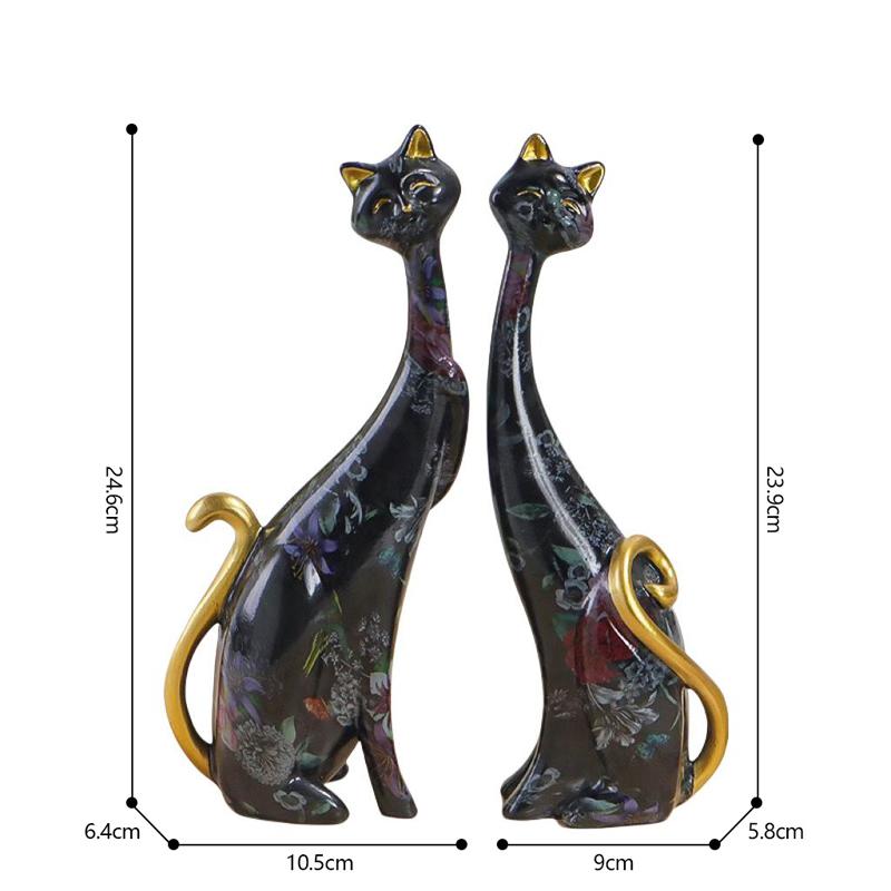 Oil Painting Couple Cat Figuirnes Decoration Home room Desktop Statue Ornaments Items Villa Club Sculpture Accessories Crafts