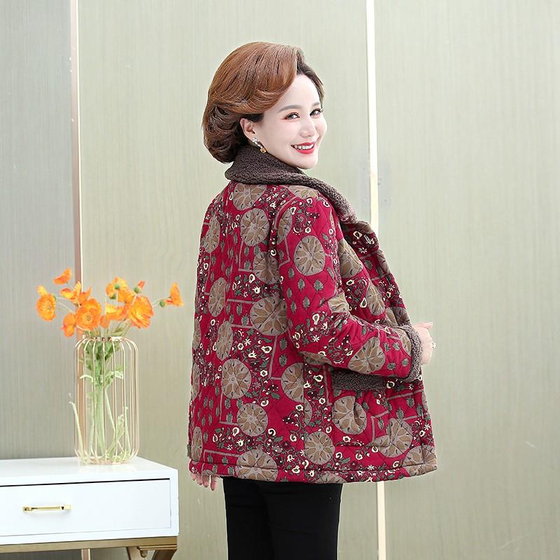 Madre Inverno Vestiti di Cotone Peluche Spesso Caldo Cappotto Imbottito Madre di Mezza Età Casual Parka Giacca Nonna Anziana