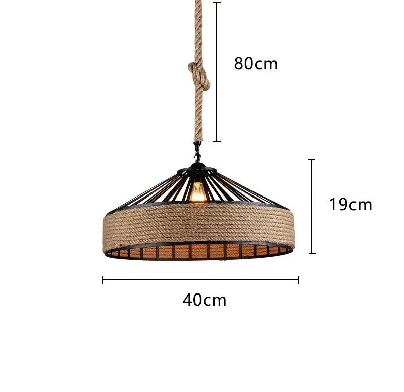 Nordic Vintage Chandelier Industrial Twine Attic Country for Kitchen Bar Dining Room Decor Adjustable Creative Overhead Lighting