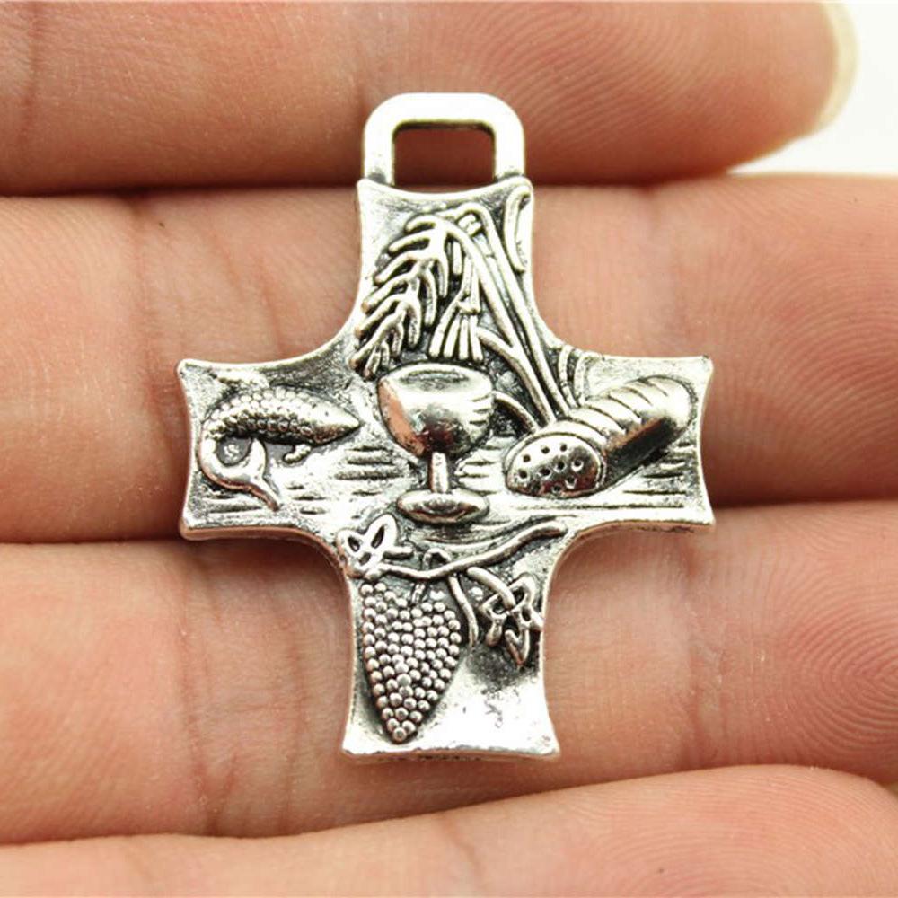 10pcs Charms Cross Antique Silver Color Jesus Cross Pendant Charms Nail Cross Charms For Jewelry Making