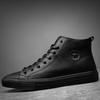 2025 Direct Supply Autumn and Winter Men's High-top Shoes Trend with Black Board Shoes Casual Mid-top Leather Shoes