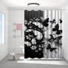 1pc Black and white butterfly and floral patterned shower curtain, polyester fabric, with hooks, suitable for bathroom décor.