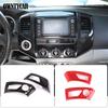 ABS Carbon Fiber/Red For Toyota Tacoma 2011-15 Car Central Control Air Conditioner Outlet Frame Sticker Car Interior Accessories