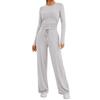 Women's Fall Two Piece Outfits Long Sleeve Tops Tee Shirts Wide Leg Pants Sets
