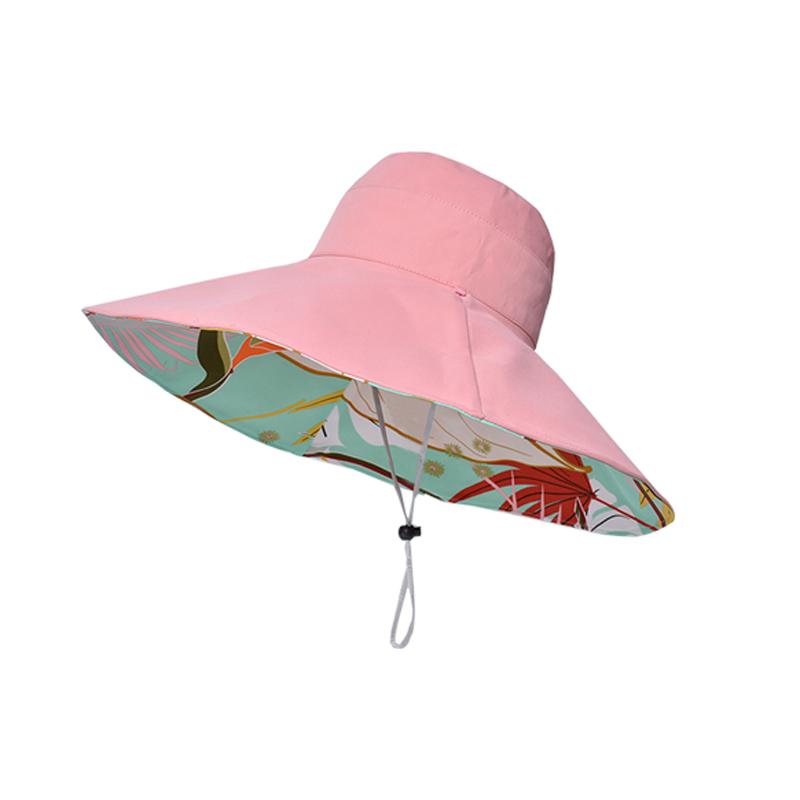 100% Cotton European and American Cross Border Women's New Double Sided Fisherman Hat Summer Enlarged Brim Sun Hat