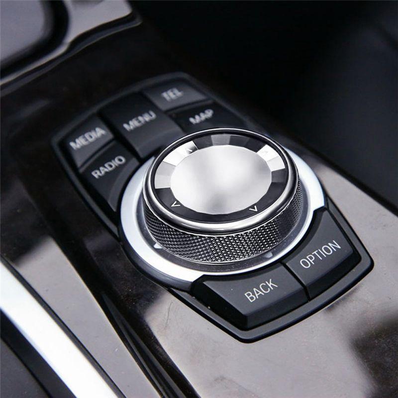 N61R-Console Multimedia Knob Switch Button Cover Trim For BMW 1 2 3 4 5 7 X1 X3 X4 X5 X6 7-Button Idrive (Crystal)