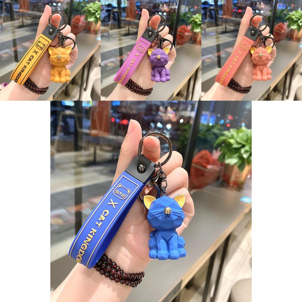 Adorable Cartoon Cat Silicone Keychain Cute Doll Accessory For Gifts And Bags