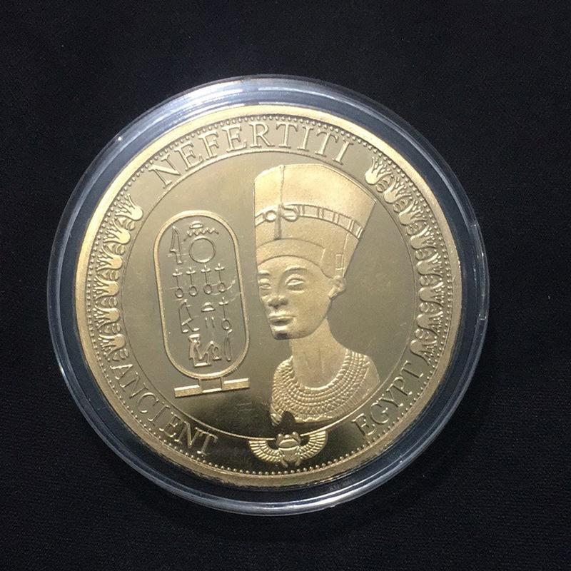 

Позолочені пам’ятні монети єгипетської цариці Нефертіті Збирайте подарунки для колекції біткойнів золотий