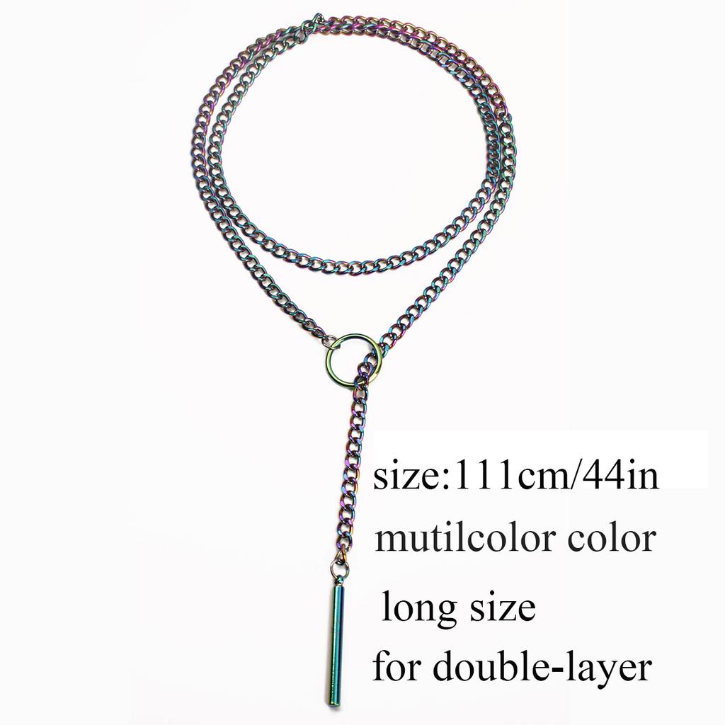 Collana Lunga Nera a Catena con Ciondolo a Barra Gotico Choker da Donna Lariat Collana a Strati Estetica Alternativa Gioielli