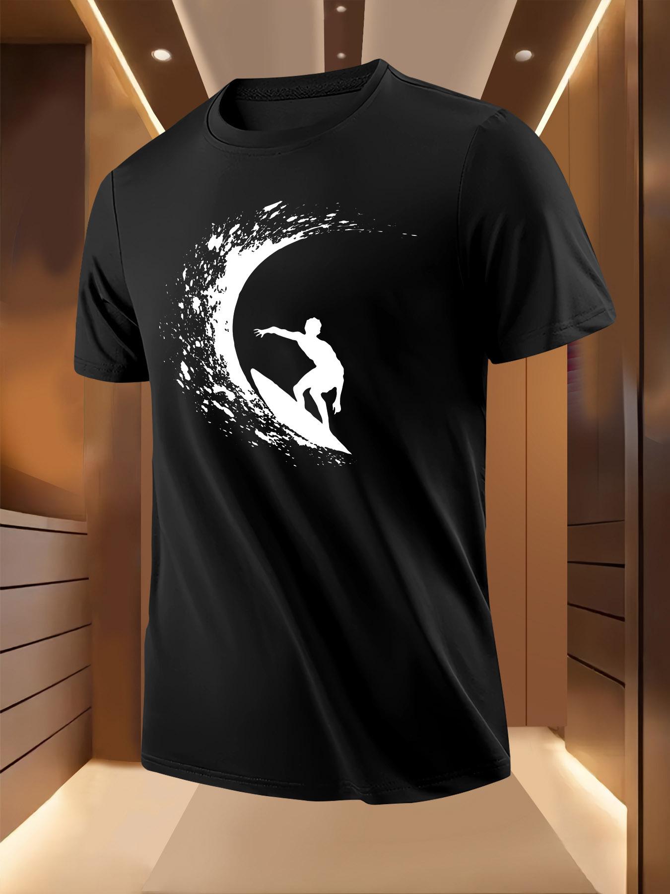 Surfer on Wave Graphic Tshirt - Light Yellow XXL