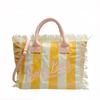 St. Barthes Beach Canvas Tote Bag New Fringed Embroidered Handbag European and American Trend Messenger Bag Women