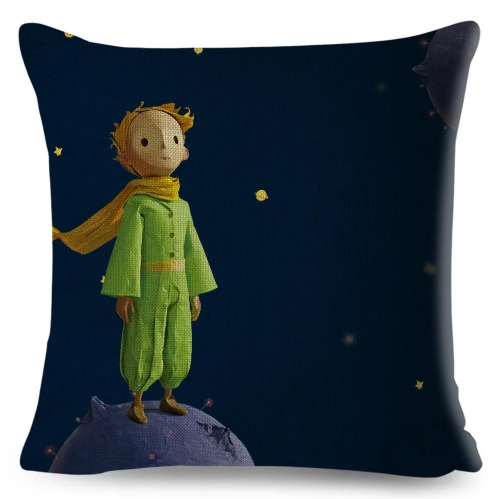 Little Prince Pillow Case Decor Cartoon France Anime Print Cushion Cover for Sofa Home Children Room Linen Throw Pillowcase