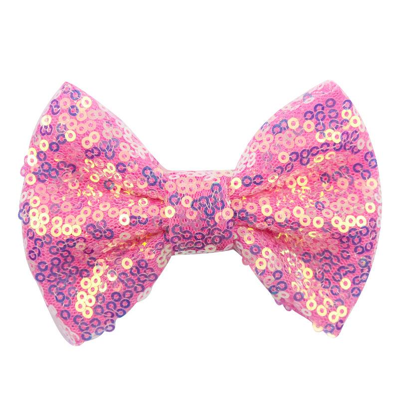 5 Inches Embroideried Sequin Hair Bows with Alligator Clips Kids Girls Big Bowknot Hairpins Bling Barrette Hair Accessories