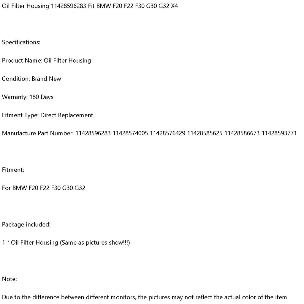 Engine Oil Cooler Filter Housing 11428596283 Fit BMW F20 F22 F30 G30 G32 X4