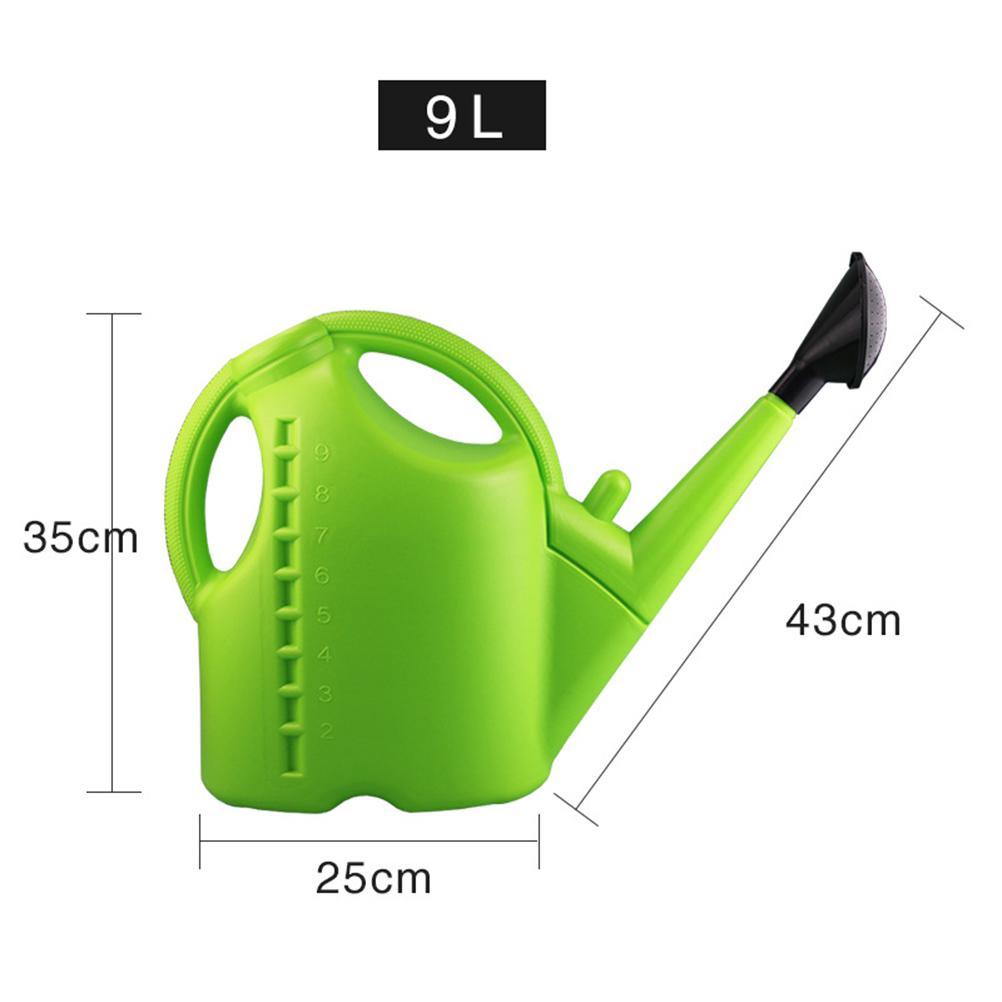 9L Large Capacity Plastic Watering Can Long Spout Thickened Garden Sprinkler for Plants Vegetables Green