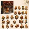 Holiday Decoration for Kids Christmas Cat Advent Calendar 24 Day Countdown with Cute Ornaments Gifts Children 2D Acrylic Kitty Decorations,