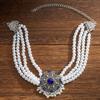 Crystal Rhinestone Pearl Necklace Vintage Court Style Multi - Layer Layered Choker for Women