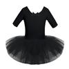 Małe duże dziewczynki z krótkim rękawem Tutu tiulowa baletowa gimnastyka trykotowa sukienka Dancewear