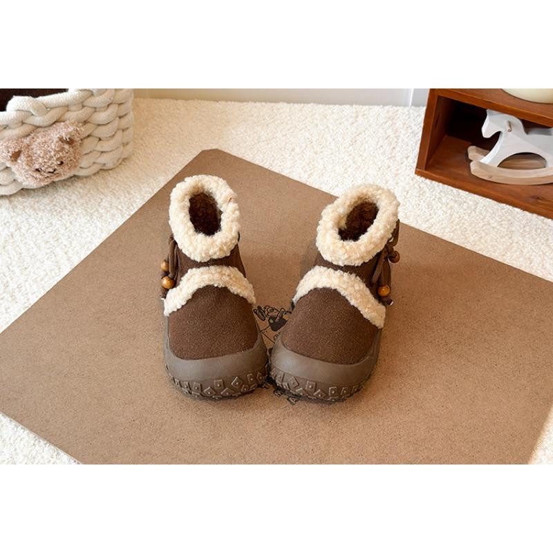Girls' Fashion Fleece-Lined Boots | Children's Thickened Round-Toe Winter Shoes, Toddler Ankle Boots Elegant Girls Shoes