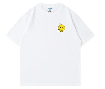 Smiling Expression Simple and Interesting Printed Short-sleeved T-shirt for Men, Summer Pure Cotton Men's and Women's Top
