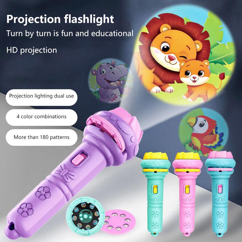 Cartoon Projection Flashlight 80 Patterns Creative Children Flashlight Toy Projector Baby Toys Bedtime Story Book Toy