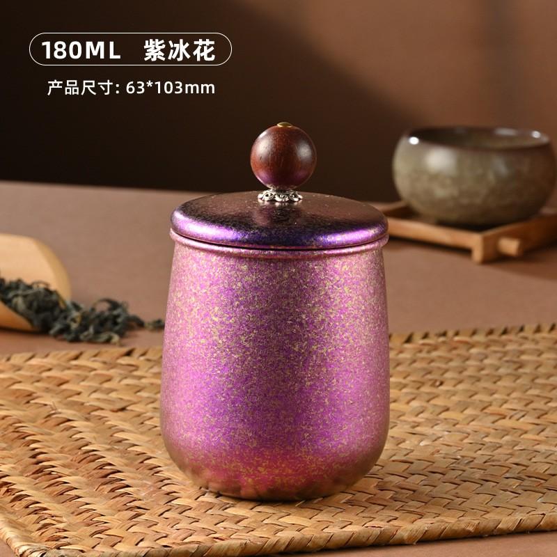 Pure Titanium Tea Canister Round Airtight Home Office Outdoor Storage