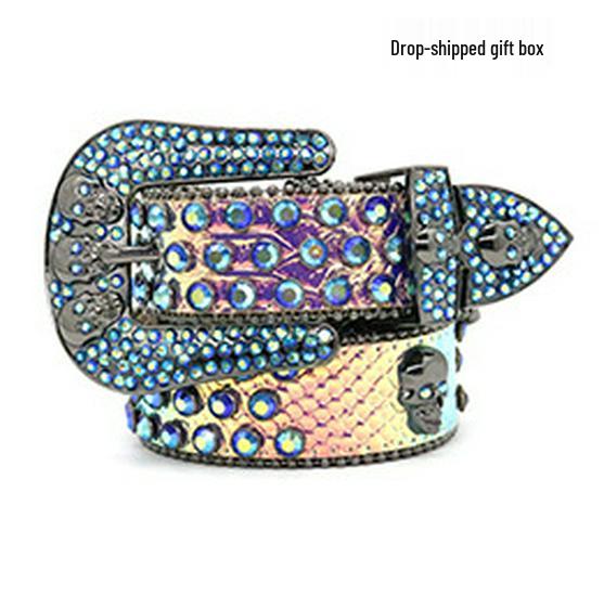 Men's Y2K Rhinestone Punk Rivet Belt - Dark Style Fashion Accessory