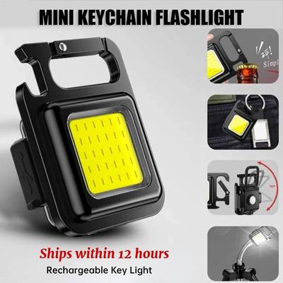 Portable Mini LED Flashlight Keychain Multifunctional Work Light USB Rechargeable Pocket Light Outdoor Camping Emergency Lamp