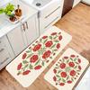 1PC Red floral Pattern Kitchen Rug Non-Slip Door Mat Pop design Bathroom Rug Bath Mat Carpet for Home Sink Laundry Decoreeree
