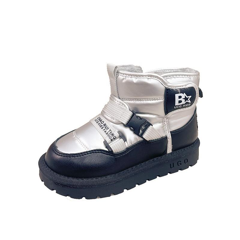 Winter New Boys' Waterproof Cotton Shoes with Thick Velvet Short Boots