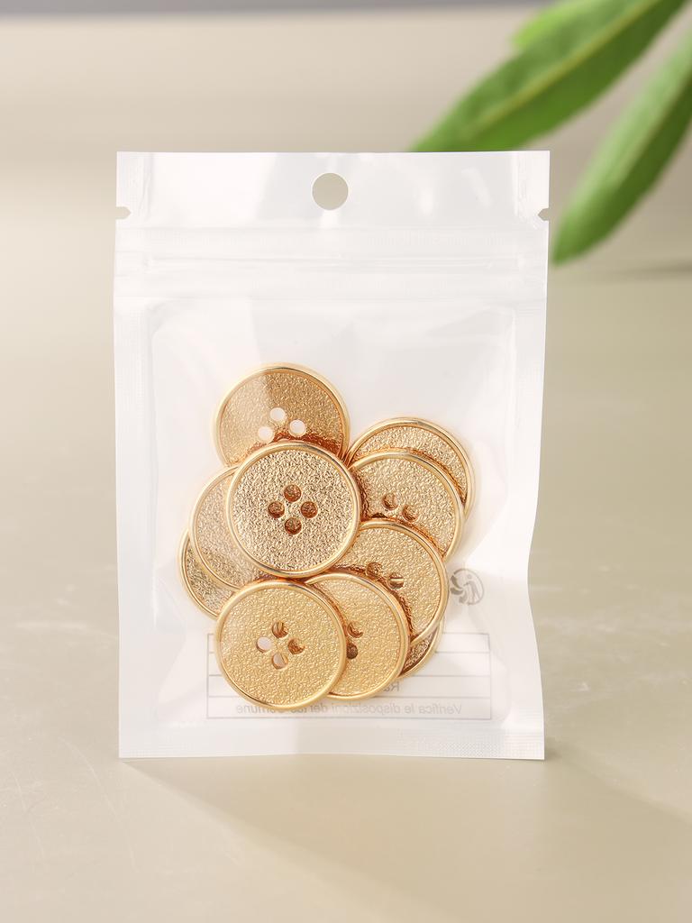 10Pcs/Set Classic Round Flatback Buttons Jewelry Diy Hand Sewing 4 Holes Metal Buttons Apparel Accessories All Match