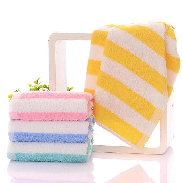 Pure Cotton Face Towel Quick-dry Coral Stripe Bath Towel Sets for Home Cotton Stripe Design Towel