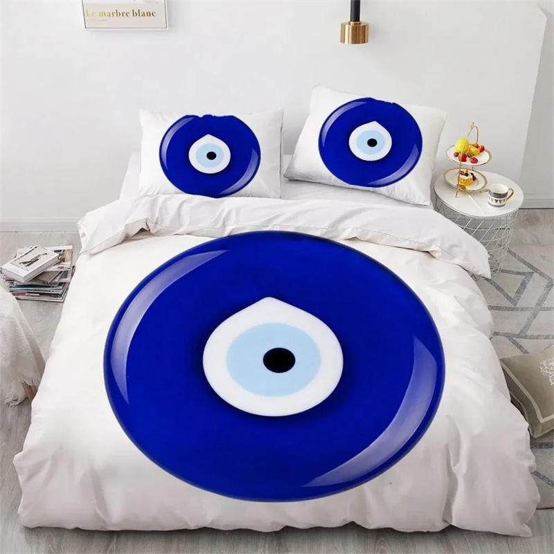 3D Printed Blue Evil Eye Bedding Sets,Girls Bed Supplies Set Duvet Cover Bed Comforter Set Bedding Set