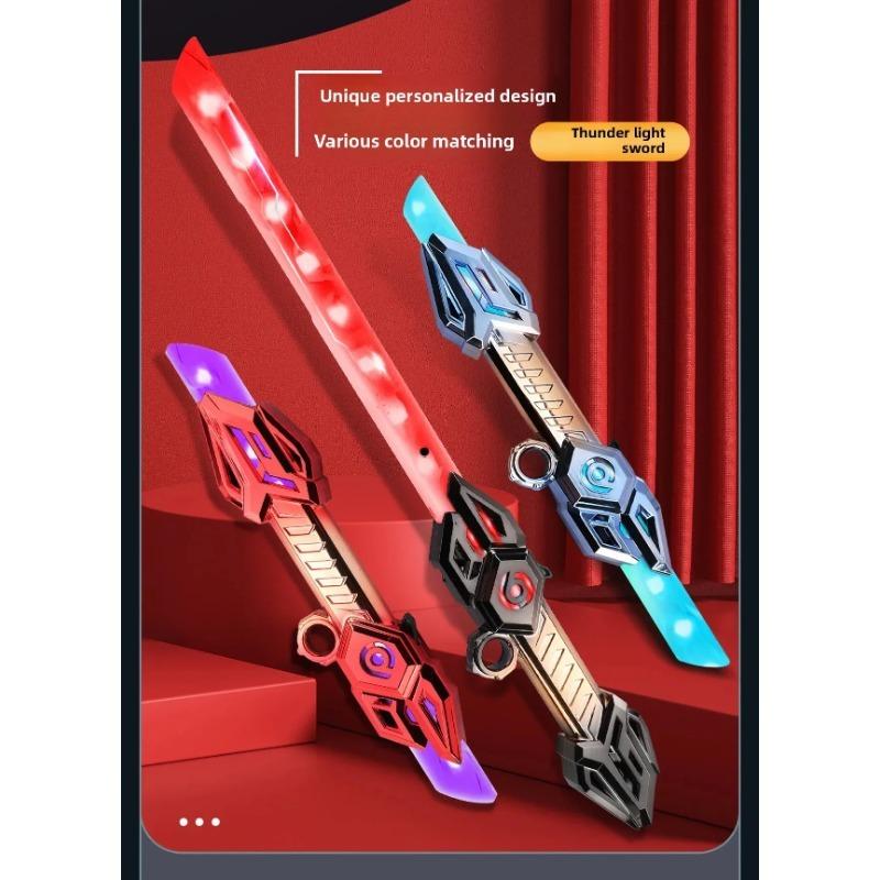 Revolving Laser Sword Retractable Flashing Double-Edged Children Luminous Toy,Light Up Swords Saber and Realistic Handle for Kid,Expandable Light Toy