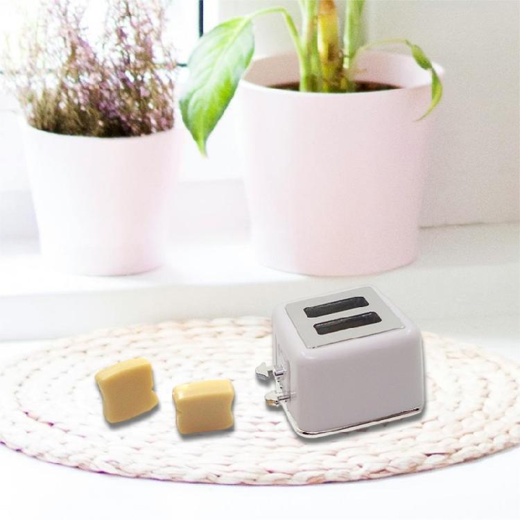Kids Safe Miniature Toaster with Sliced Bread Doll House Kitchen Essential 1/12 Scale Realistic Doll House Building Kits