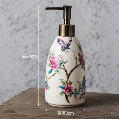 Vintage Flower Pattern Ceramic Hand Sanitizer Bottle Empty Hand Press Type Liquid Soap Dispenser Refillable Leakproof