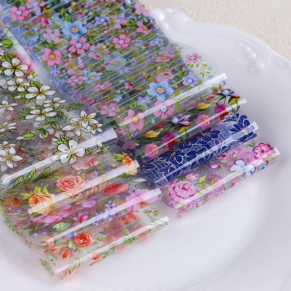 10 Rolls Colorful Transfer Decals Starry Sky Paper Nail Supplies Hot Nails Foils  for Women DIY
